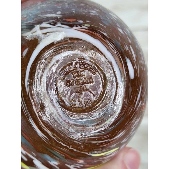 Tom St Clair 1994 Studio Glass Iridescent Speckle Abstract Paperweight Galaxy 3" - Picture 9 of 11